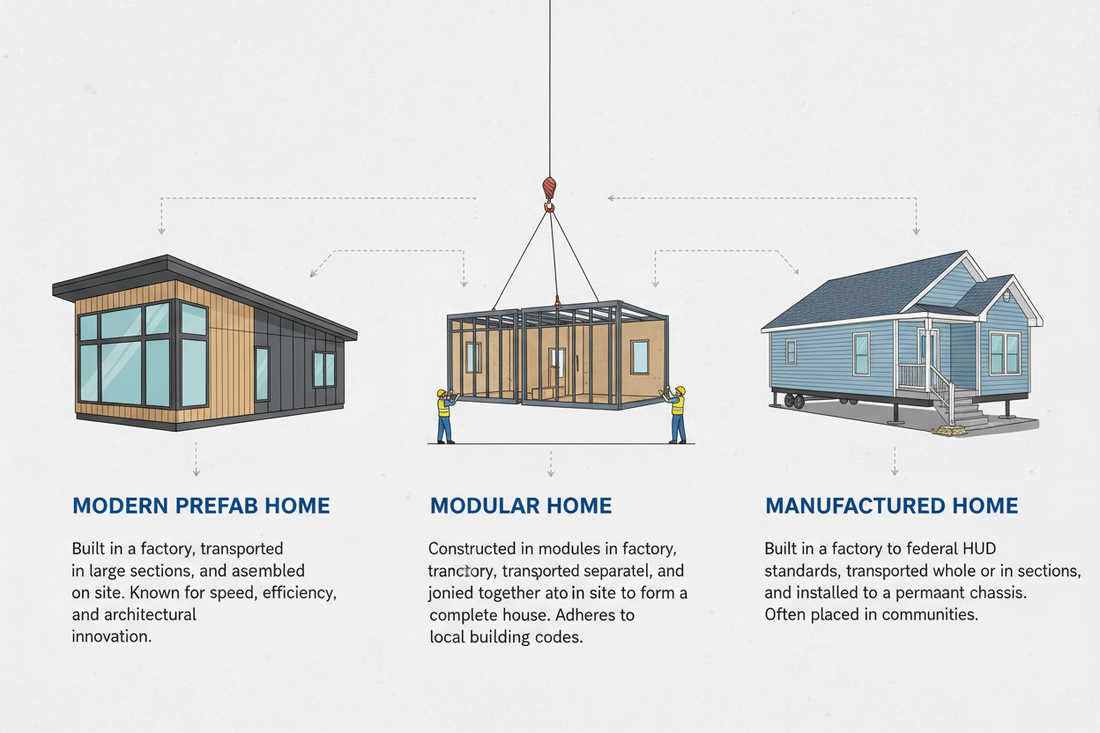 Difference Between Prefab, Modular, and Manufactured Homes (Complete Guide)