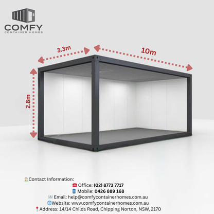 10m x 3.3m Powder Coated White Container Frame