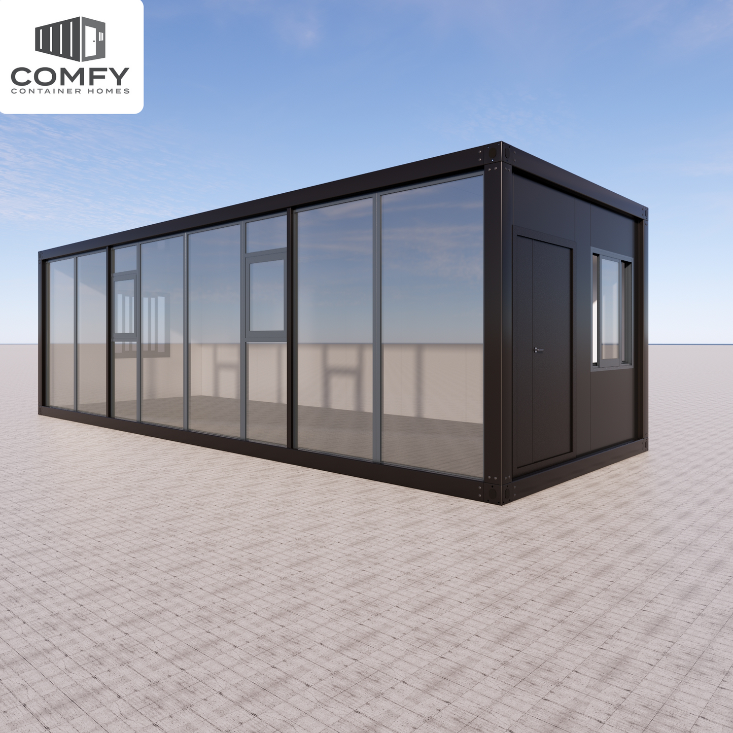 Stylish Glass-Front Tiny House for Your Backyard or Rental Space. DIY Kit 9m x 3.3m (29.7 sqm)
