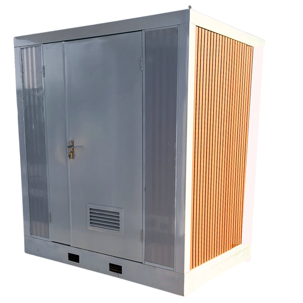 Premium Plumbed-In disability-friendly Portable Toilet With Shower Unit with WPC Fluted Wall Cladding – Fully Built & Ready to Use