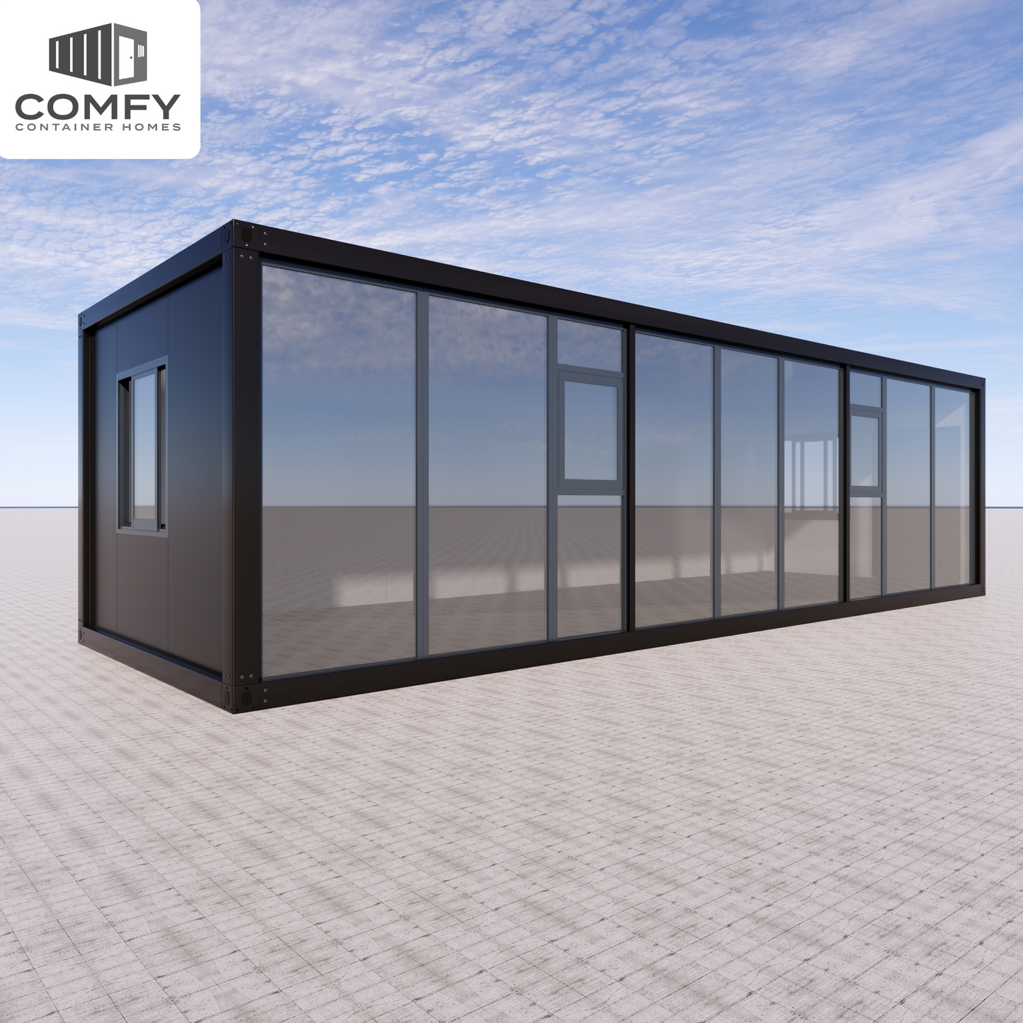 10m x 3.3m Glass-Front Modern House – 33sqm, DIY Flat Pack