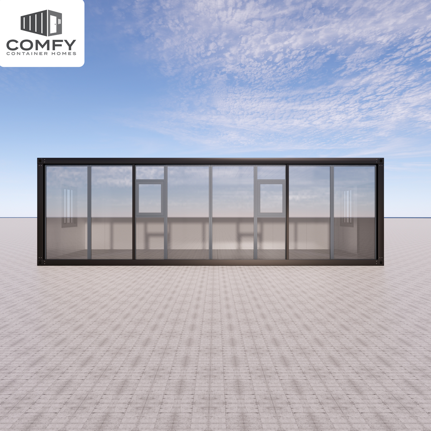 Stylish Glass-Front Tiny House for Your Backyard or Rental Space. DIY Kit 9m x 3.3m (29.7 sqm)