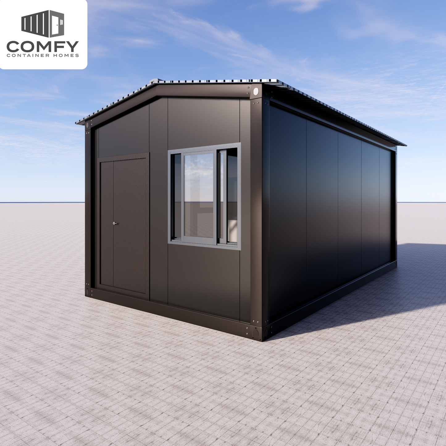 Modern Slope Roof Glass-Faced DIY Cabin Kit – 6m x 3.3m, Fully Insulated