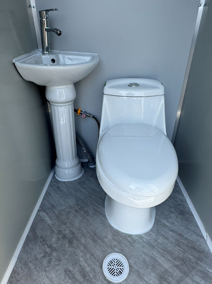 Premium Plumbed-In Portable Toilet Unit with WPC Fluted Wall Cladding – Fully Built & Ready to Use