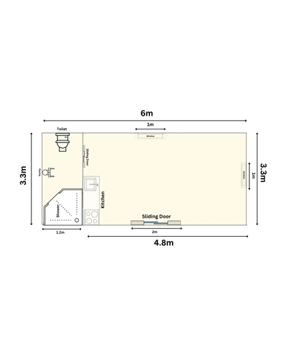 Deluxe Studio Container House 6m long x 3.3m (Ready Built) Or (Built On Site)