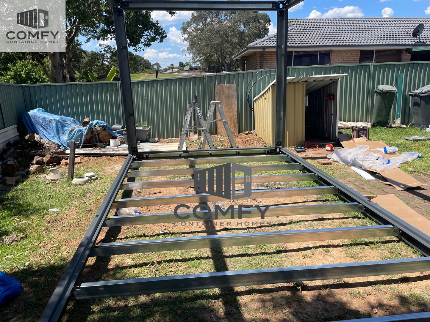 9m x 3.3m x 2.8m Powder Coated White Detachable Container Frame